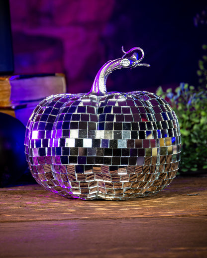 Spiegelkugel Kürbis mit Disco-Effekt 15cm