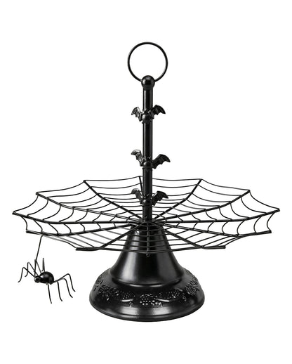 Spinnennetz Etagere mit Spinne & Fledermäusen 27cm