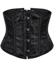Schwarzes Spitzen-Brokat Unterbrust Korsett für Damen
