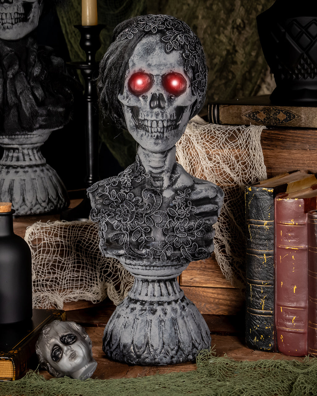 Spooky Ghost Bust "Lady Gruesome" With Sound & Light 38cm