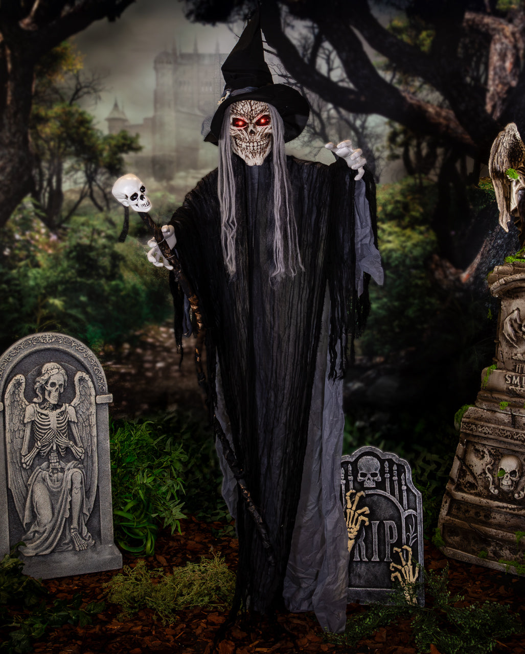 Skeleton Warlock Maleficus Halloween Animatronic 183cm