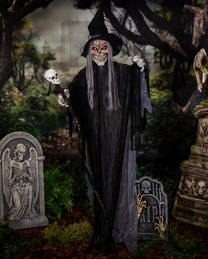 Skeleton Warlock Maleficus Halloween Animatronic 183cm