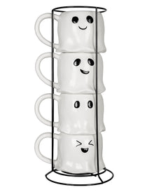 Stapelbare Geister Tassen aus Keramik 37cm