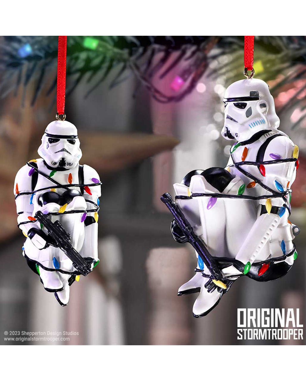 Star Wars Stormtrooper in Lichterkette Christbaumkugel 9cm