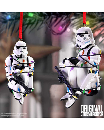 Star Wars Stormtrooper in Lichterkette Christbaumkugel 9cm