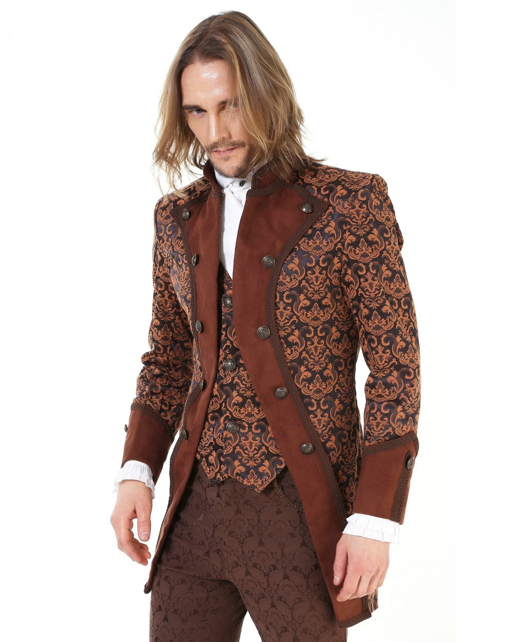 Steampunk Aristokrat Herren Mantel Braun