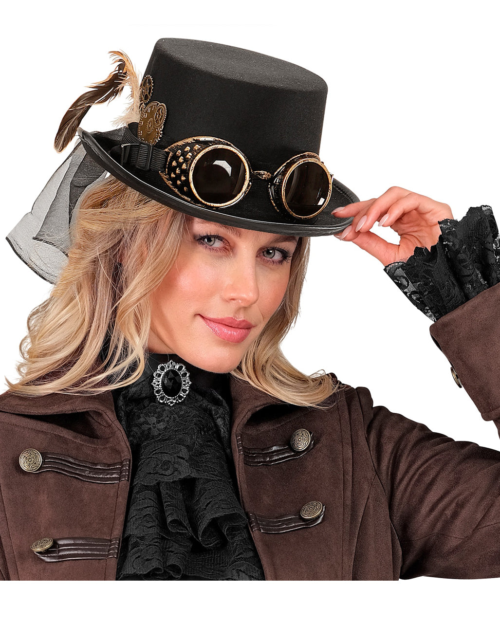 Steampunk Zylinder mit Fliegerbrille als Zubehör