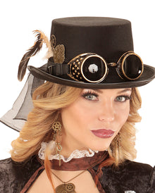 Steampunk Zylinder mit Fliegerbrille als Zubehör