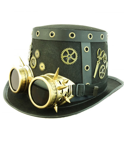 Steampunk Top Hat With Aviator Glasses