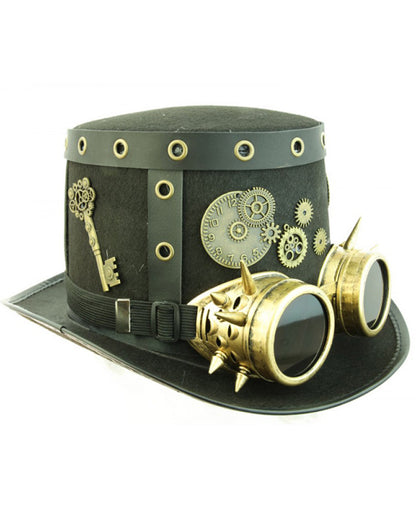Steampunk Top Hat With Aviator Glasses