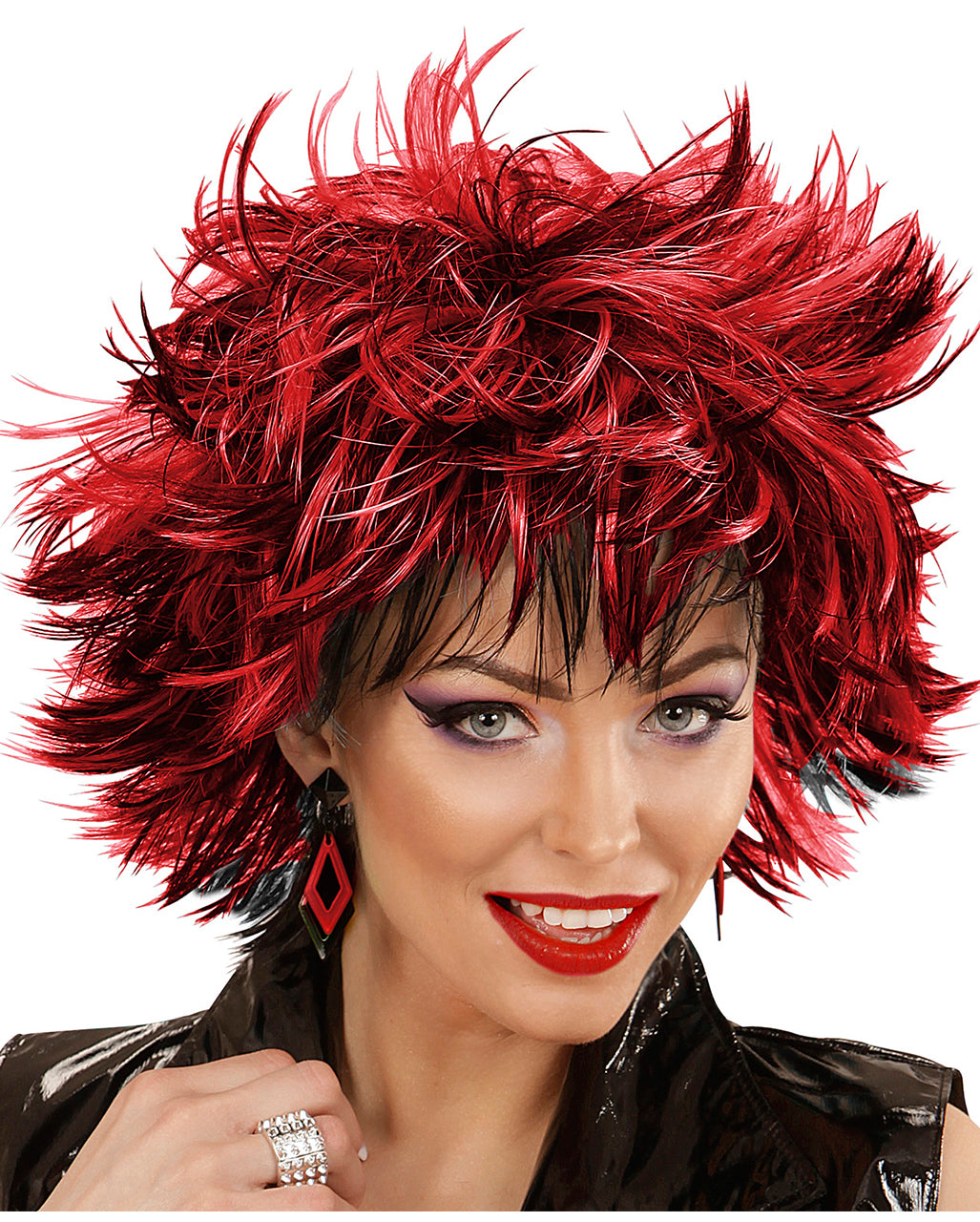 Steamy Damenperücke Schwarz-Rot für Karneval