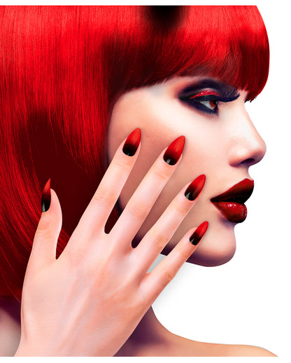 Stileto Fingernails Black / Red 12 Pcs.