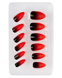 Stiletto Fingernägel Rot-Schwarz 12 St.