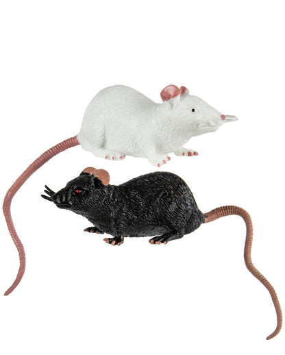 Gummi Ratte 23 cm - Schwarz / Weiß