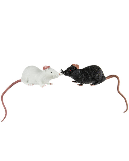 Gummi Ratte 23 cm - Schwarz / Weiß