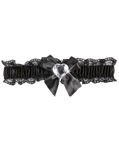 Schwarzes Strumpfband mit Strass-Herz
