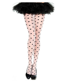 Weiße Polka Dot Strumpfhose mit schwarzen Punkten