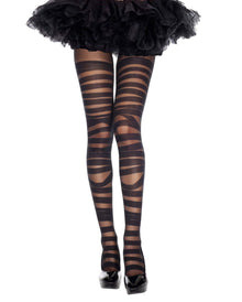 Schwarze Strumpfhose mit Bandagen Design