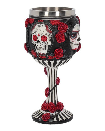 Sugar Skull Trinkkelch mit Rosen