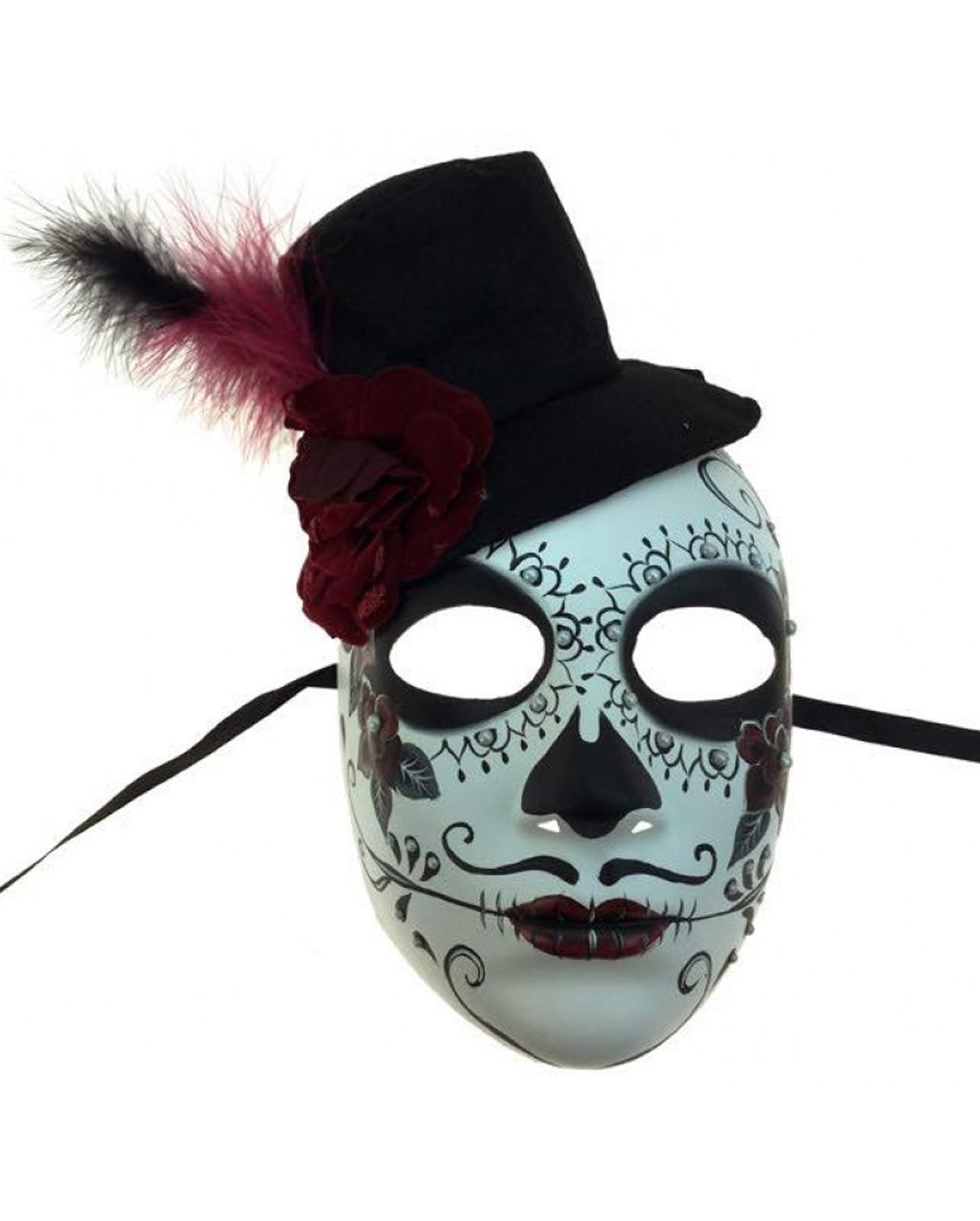 Day of the Dead Maske mit Mini Zylinder