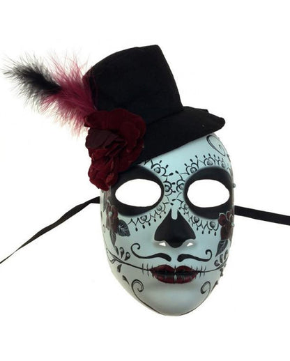 Day of the Dead Maske mit Mini Zylinder