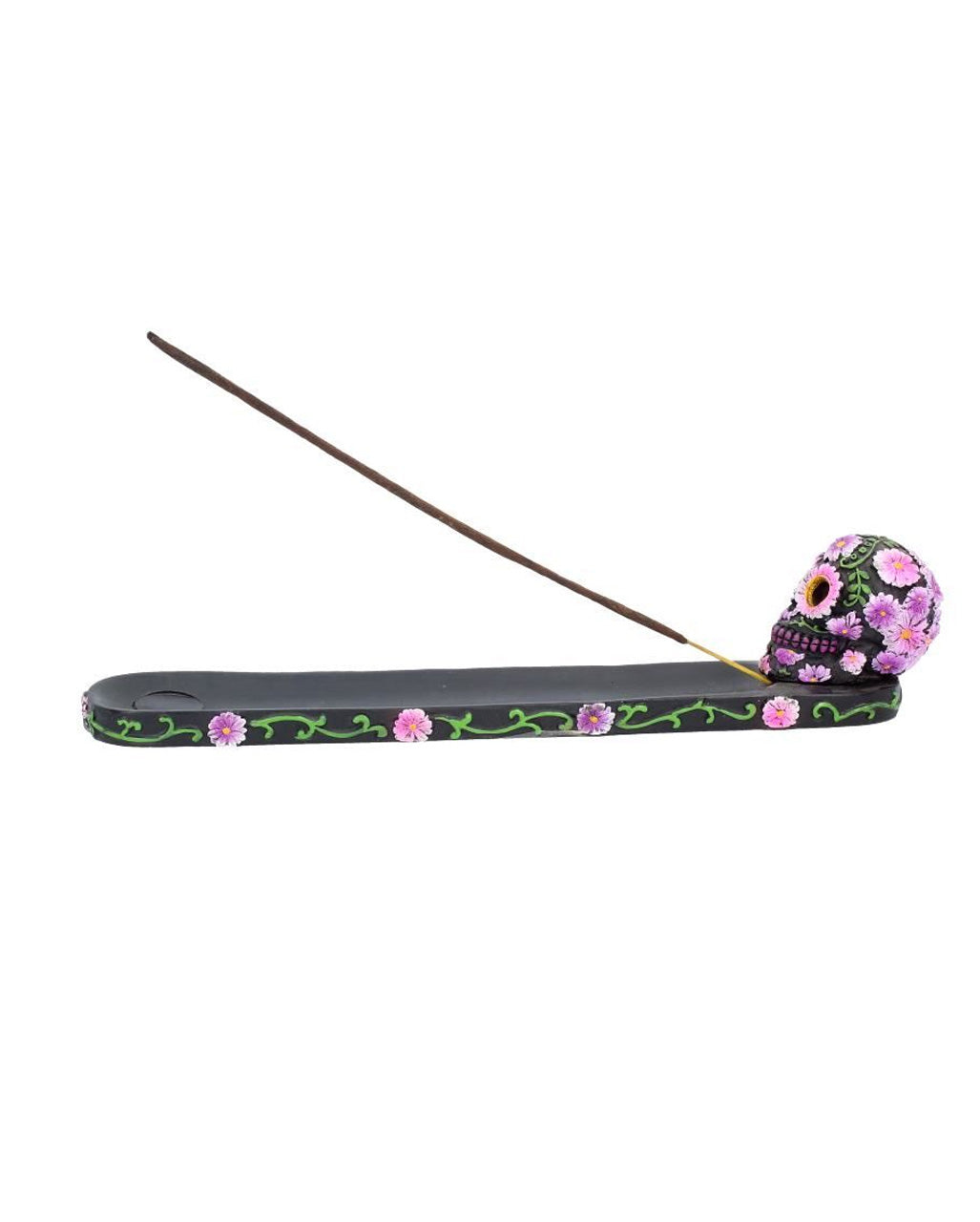 Sugar Skull mit Blumen Räucherstäbchen Halter