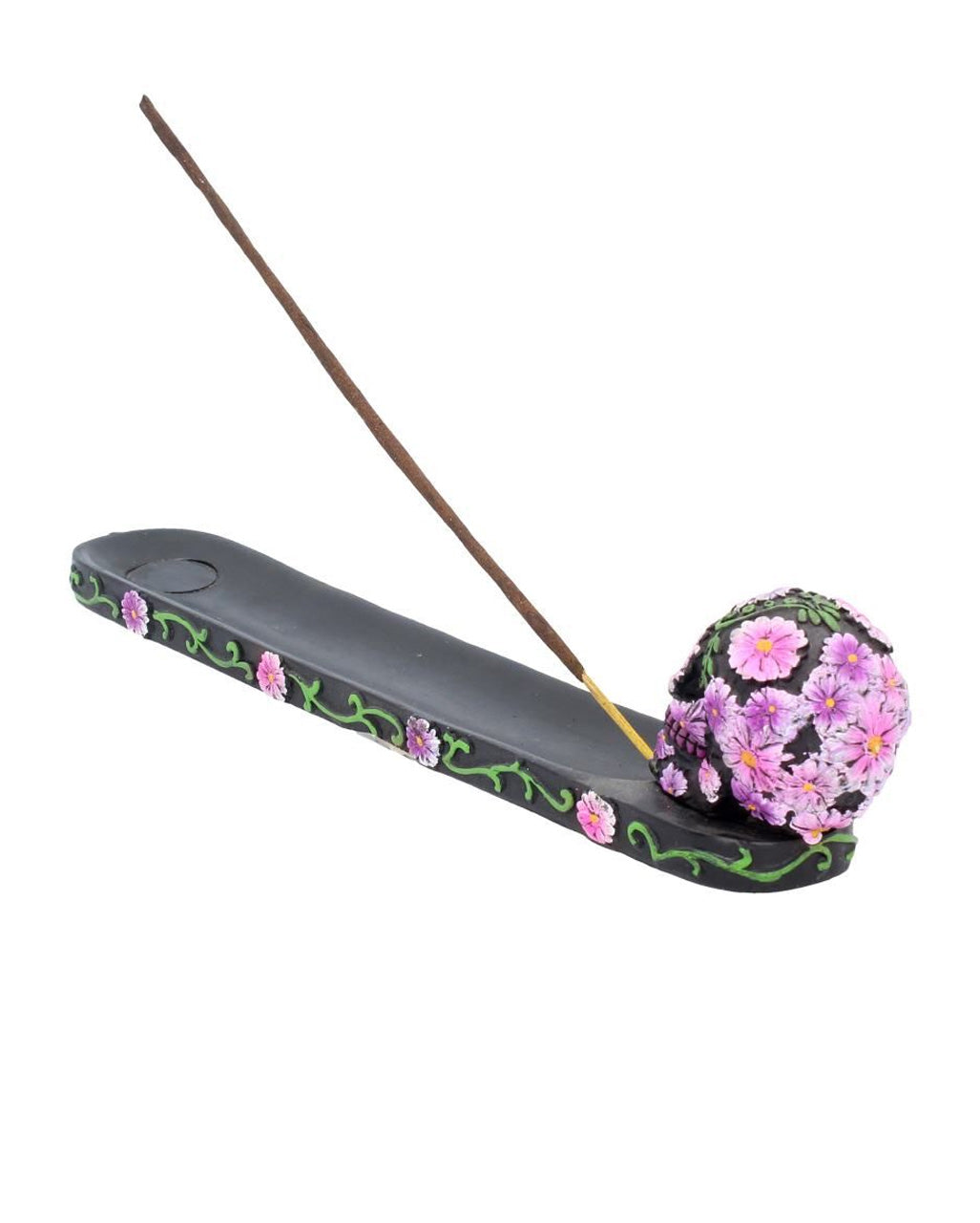Sugar Skull mit Blumen Räucherstäbchen Halter