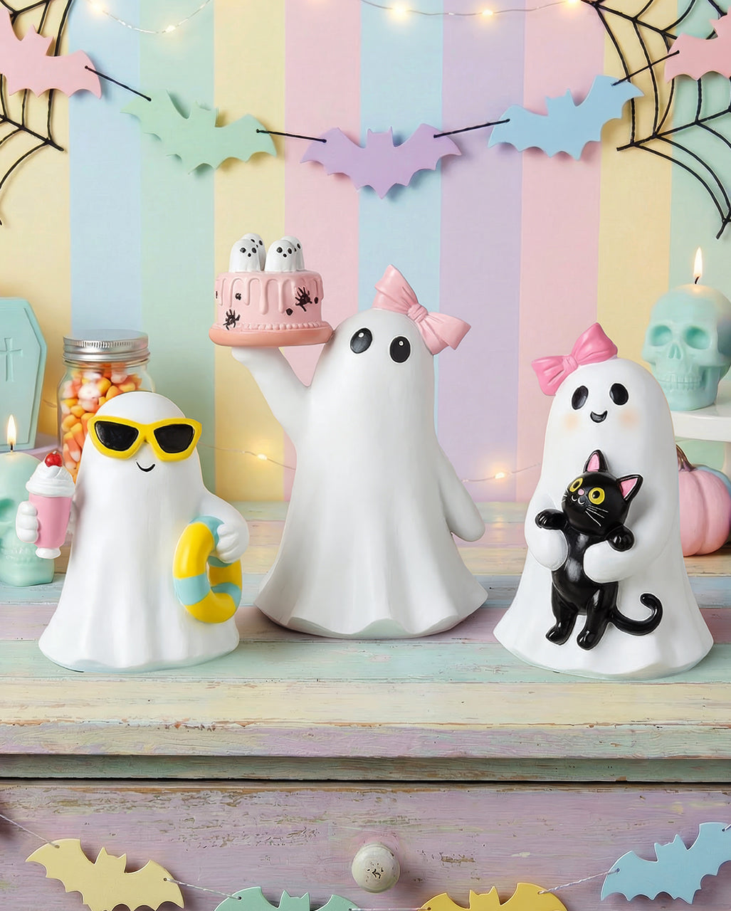 Summerween Geist mit Milkshake & Schwimmreifen 15,5cm