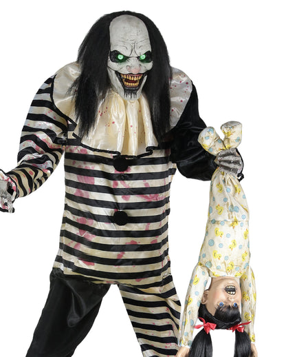 Riesiger Horrorclown mit Kind Animatronic