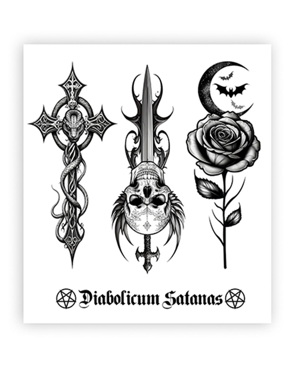 Gothic-Tattoos mit okkulten Symbolen zum Aufkleben 9x14cm