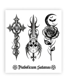 Gothic-Tattoos mit okkulten Symbolen zum Aufkleben 9x14cm