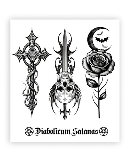 Gothic-Tattoos mit okkulten Symbolen zum Aufkleben 9x14cm