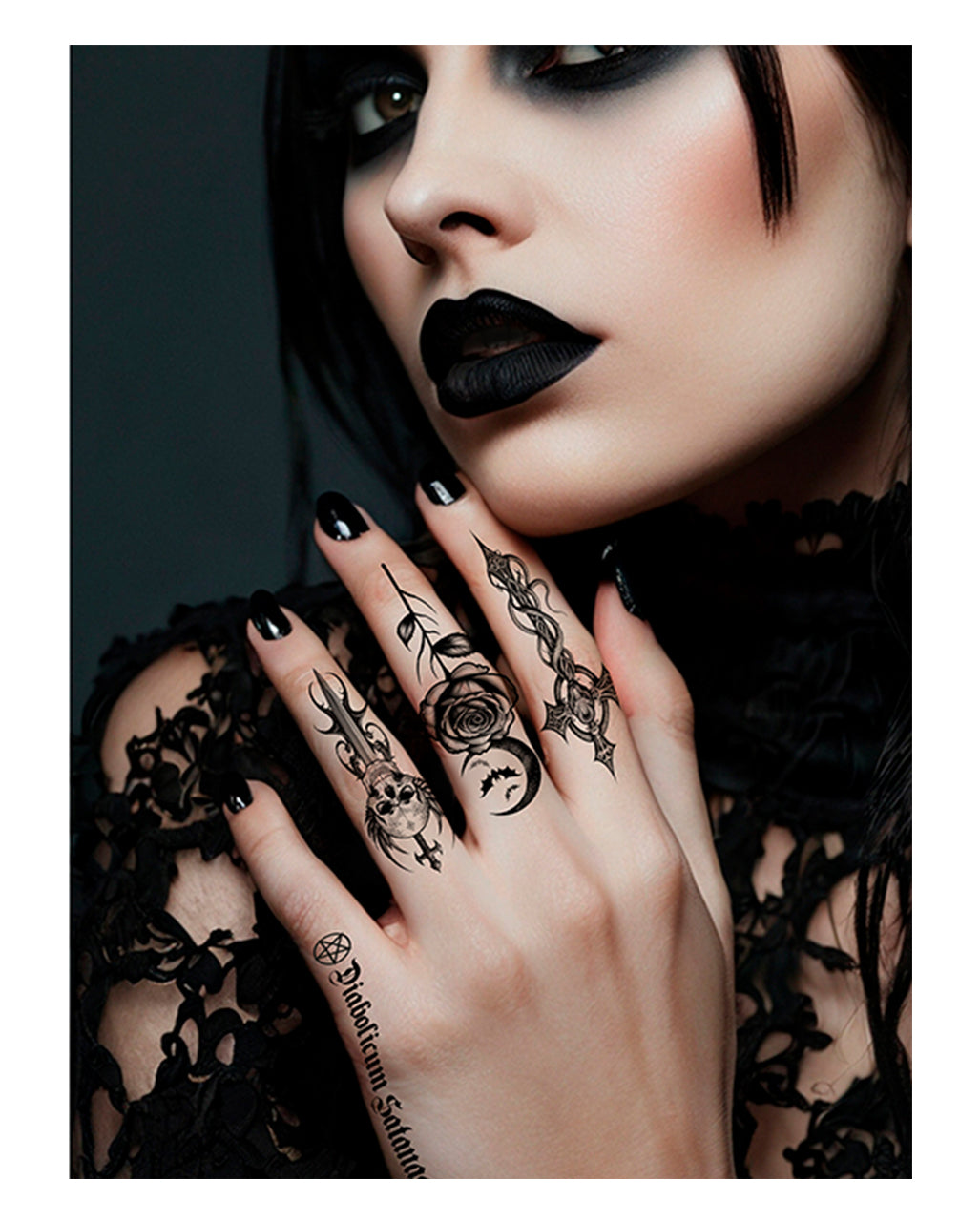 Gothic-Tattoos mit okkulten Symbolen zum Aufkleben 9x14cm