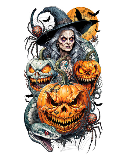 Temporary Witches & Pumpkins Stick-On Tattoo