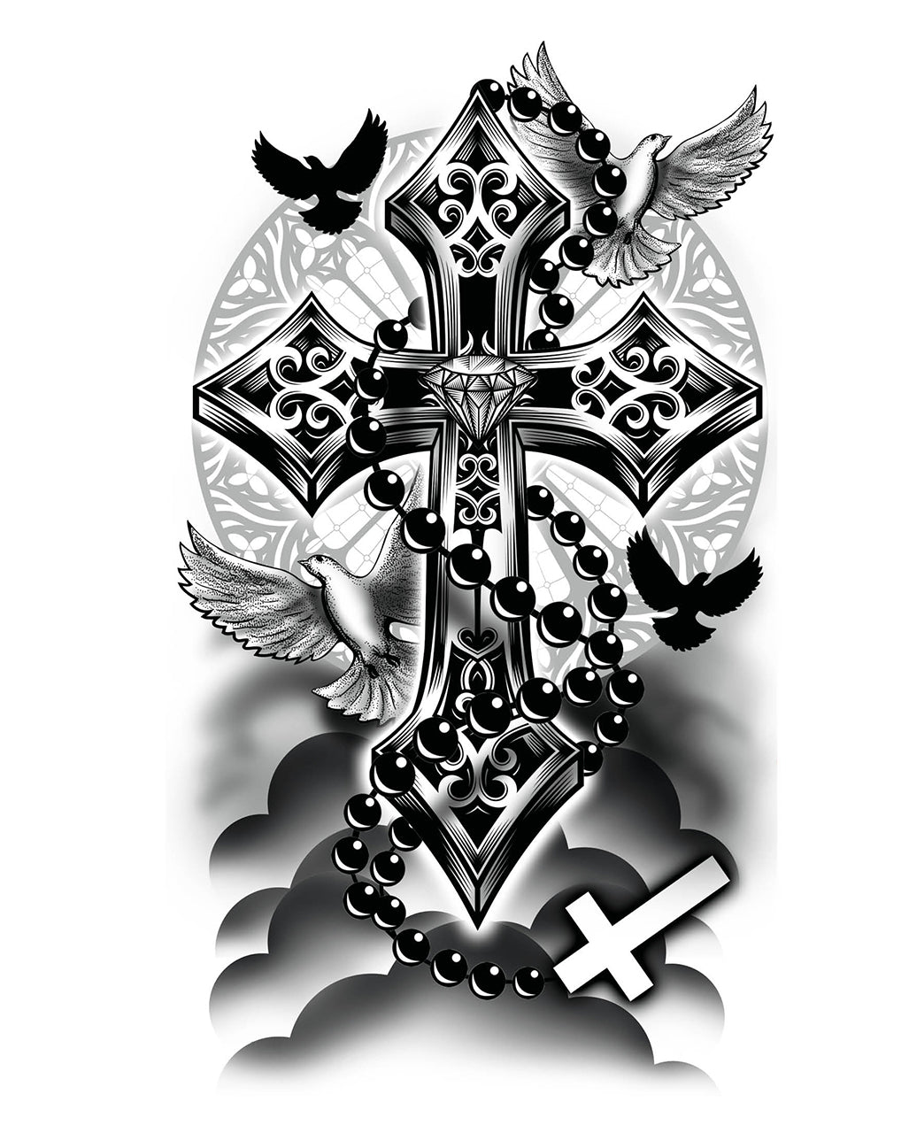 Temporary Cross Rosary Tattoo To Stick On
