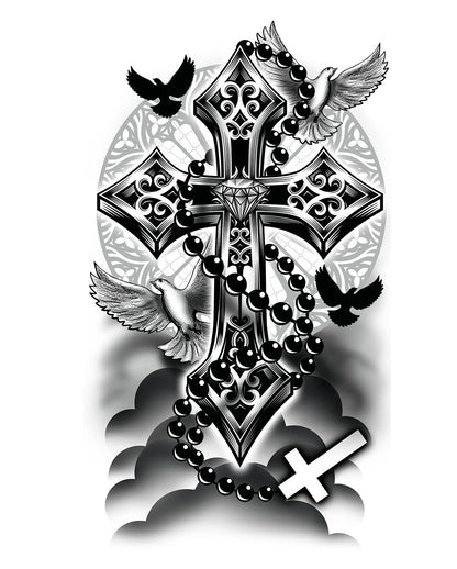 Temporary Cross Rosary Tattoo To Stick On