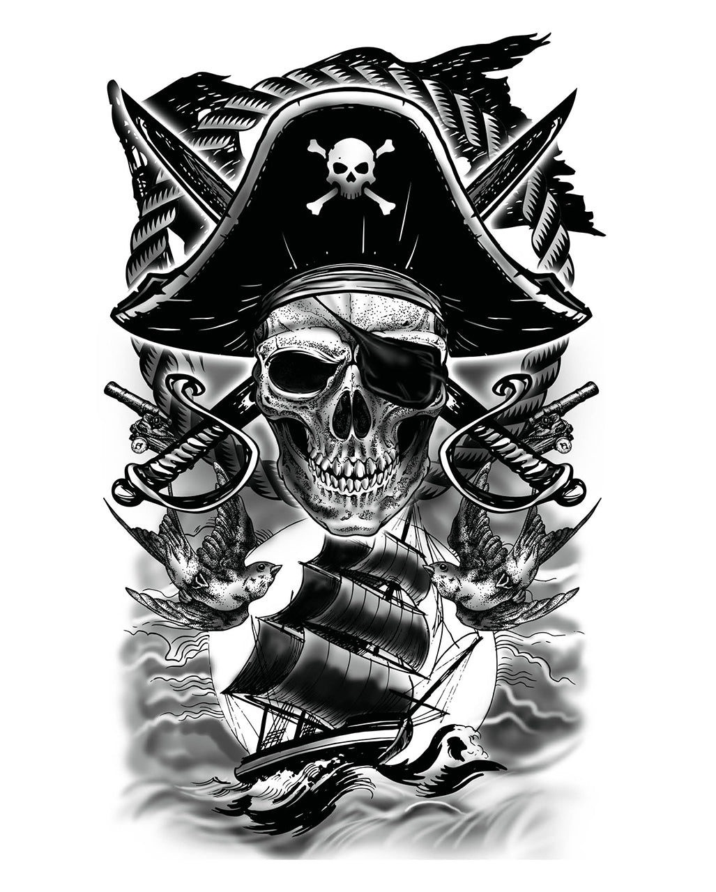 Temporäres Klebetattoo Pirat