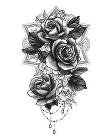Temporäres Klebetattoo Rosen & Mandala