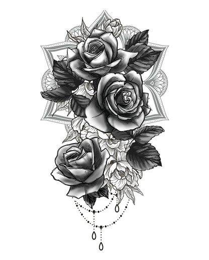Temporary Rose Mandala Tattoo To Stick On