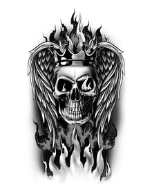 Temporäres Klebetattoo Totenkopf Rocker