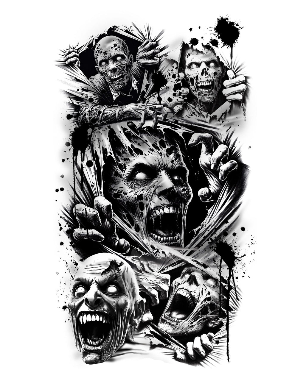 Temporäres Klebetattoo Zombie Apokalypse