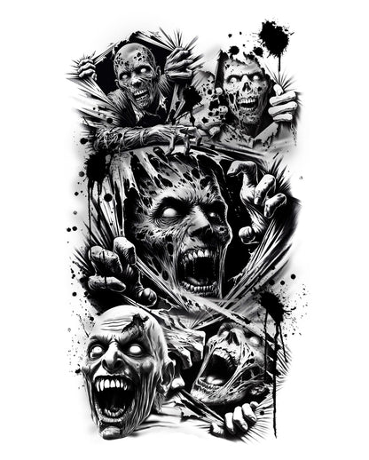 Temporäres Klebetattoo Zombie Apokalypse