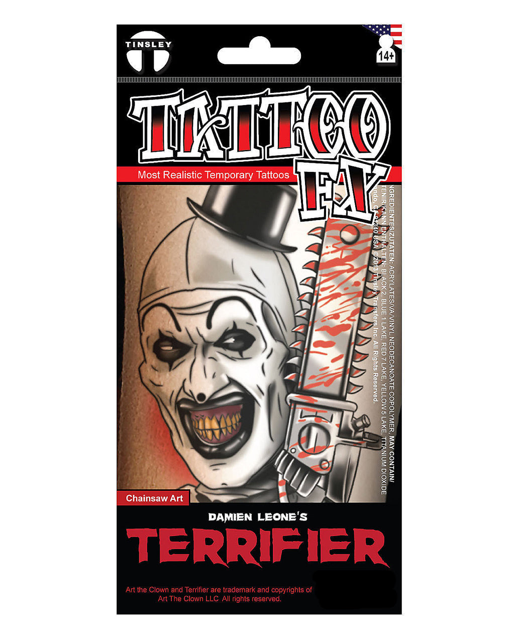 Terrifier 3 - Art The Clown Kettensäge Klebetattoo