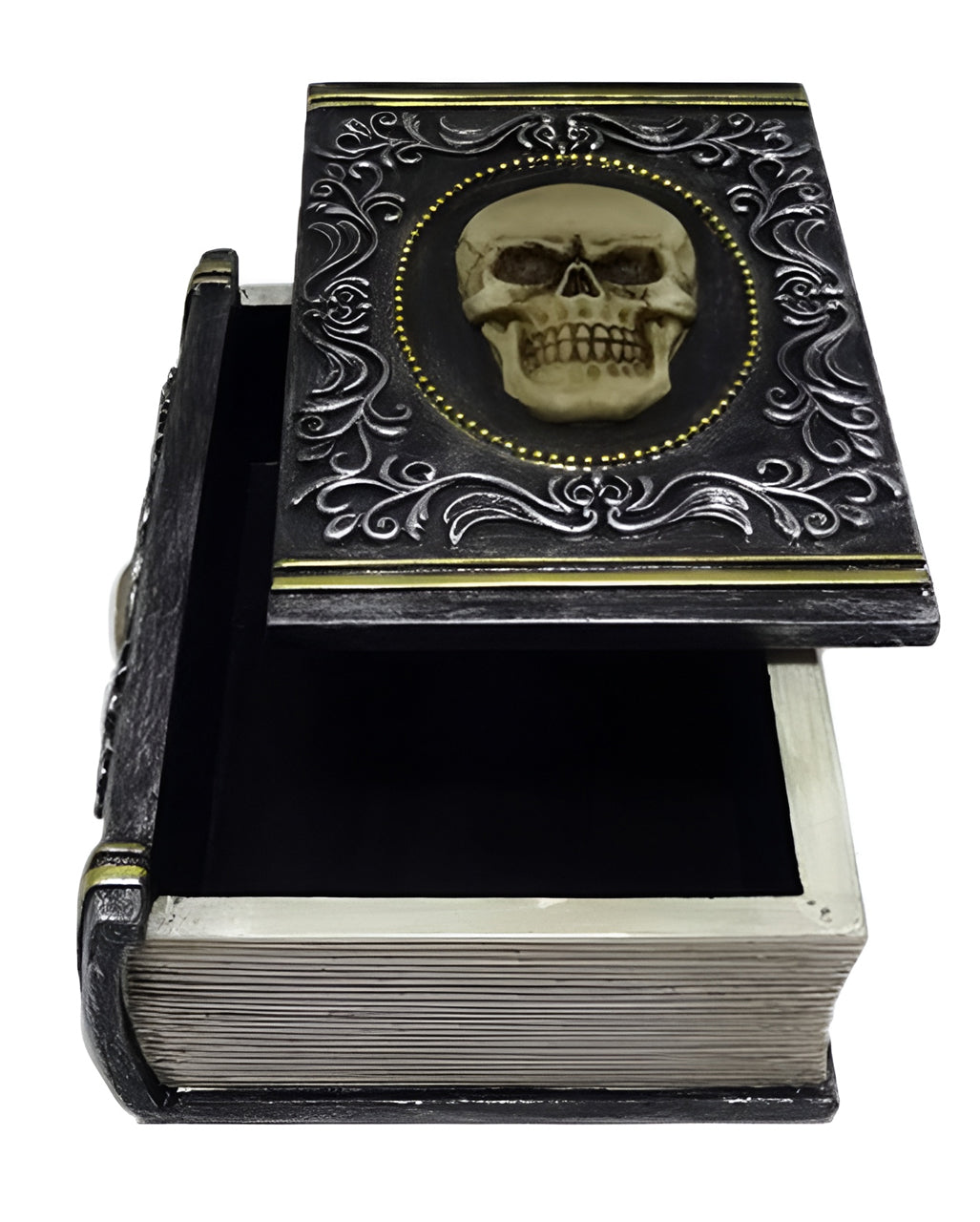 Totenschädel Buch als Schmuckschatulle 11,5cm
