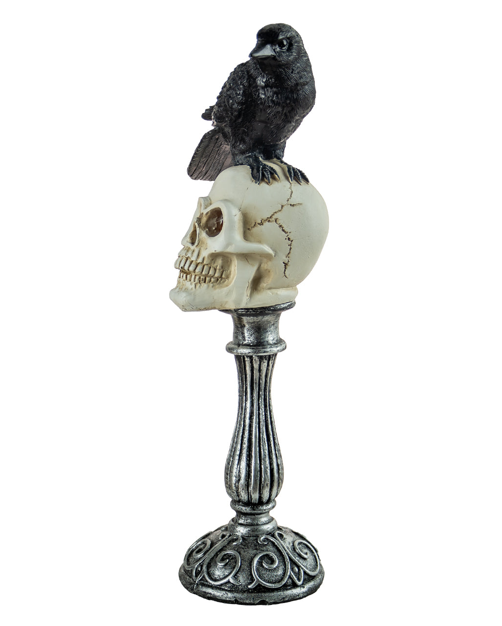 Skull Bust With Raven & LED Lighting 31cm
