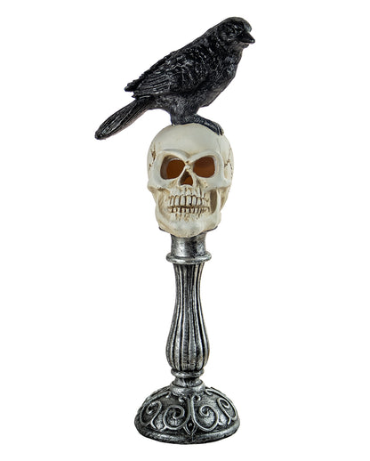 Skull Bust With Raven & LED Lighting 31cm