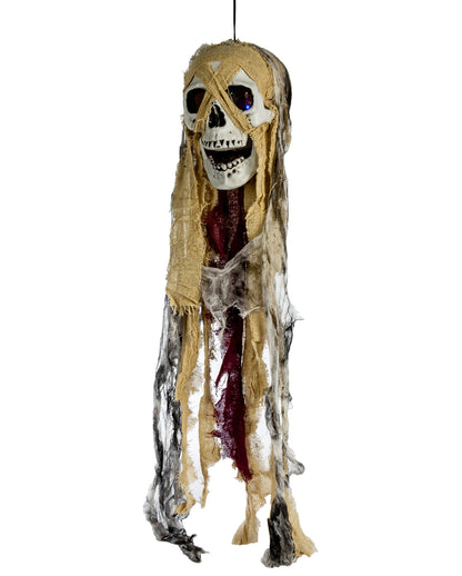 Skull In Rag Look With Luminous Eyes 75cm