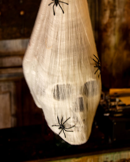 Skull In A Spider Cocoon With Luminous Eyes