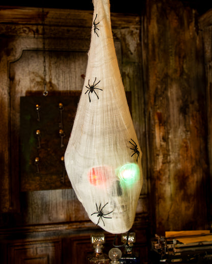 Skull In A Spider Cocoon With Luminous Eyes