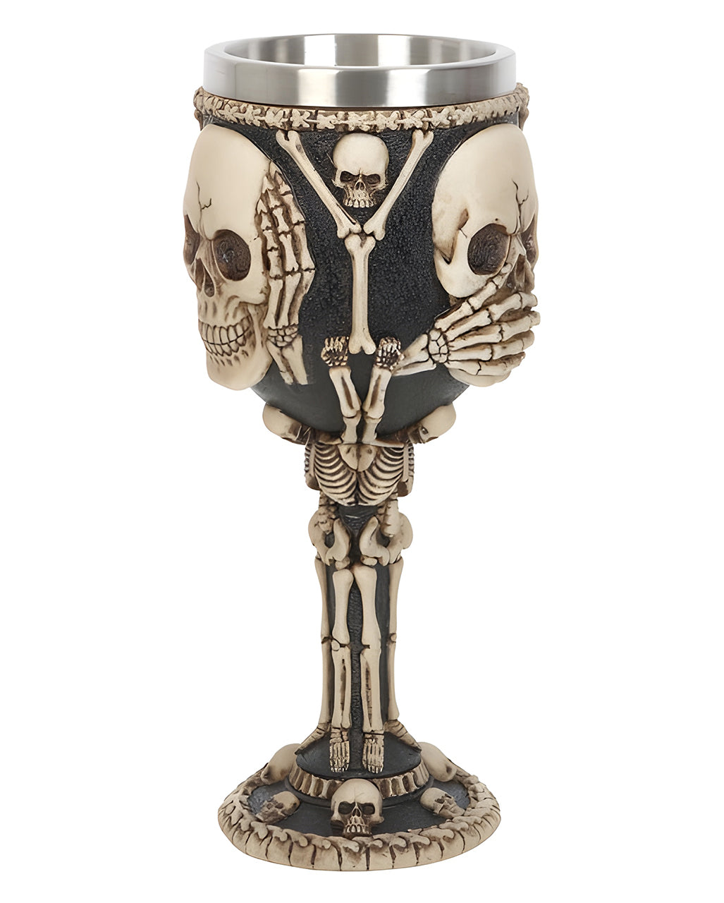 Skull Goblet With 3 Skulls & Bones As Motif 19cm